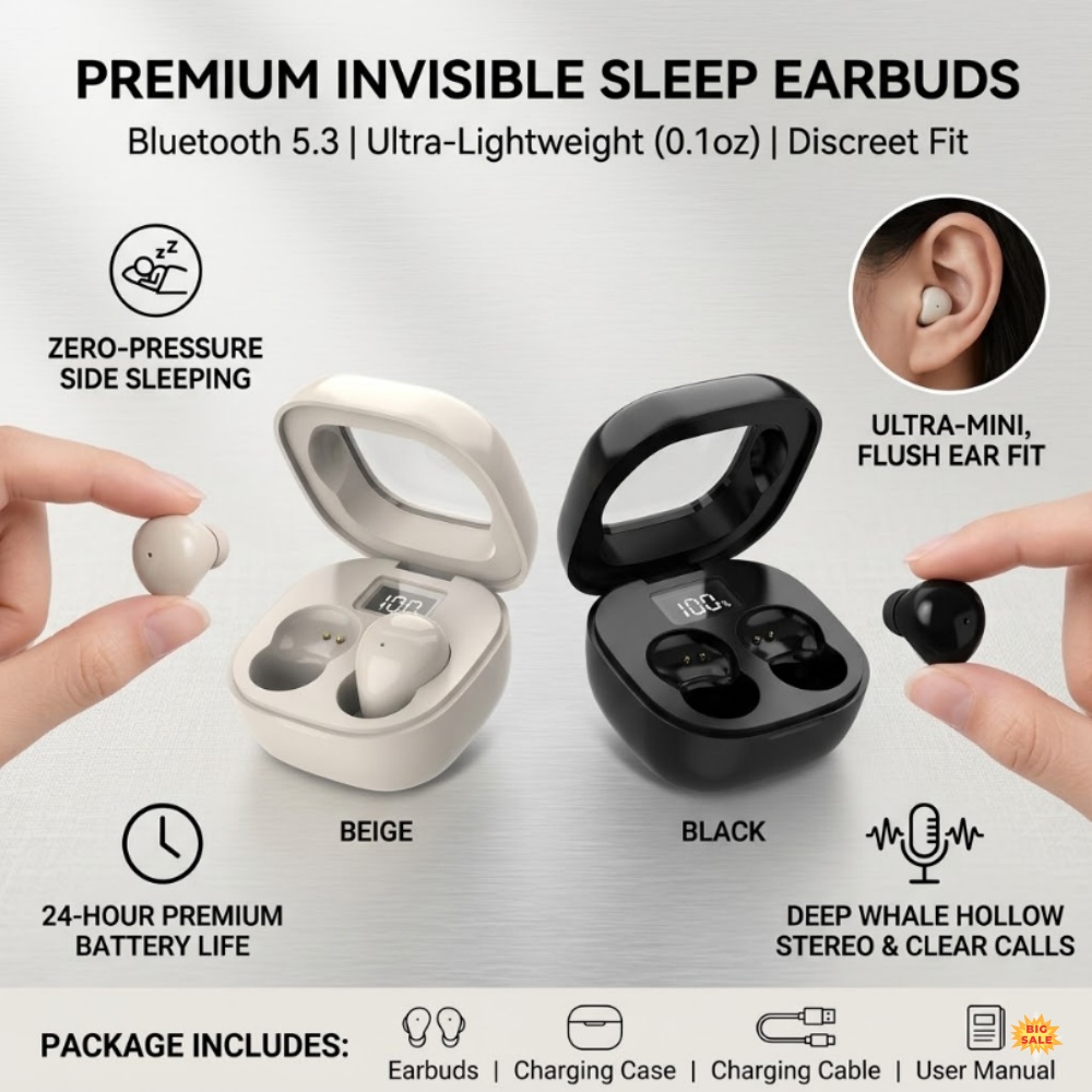 Sleep Mask Headphones Bluetooth - Earphone Nirkabel TWS Ultra-Kecil Bluetooth 5.3,