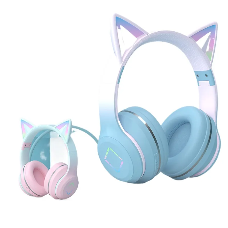 Cat Ear Bluetooth Headset Led - Headphone Bluetooth Nirkabel Telinga Kucing LED