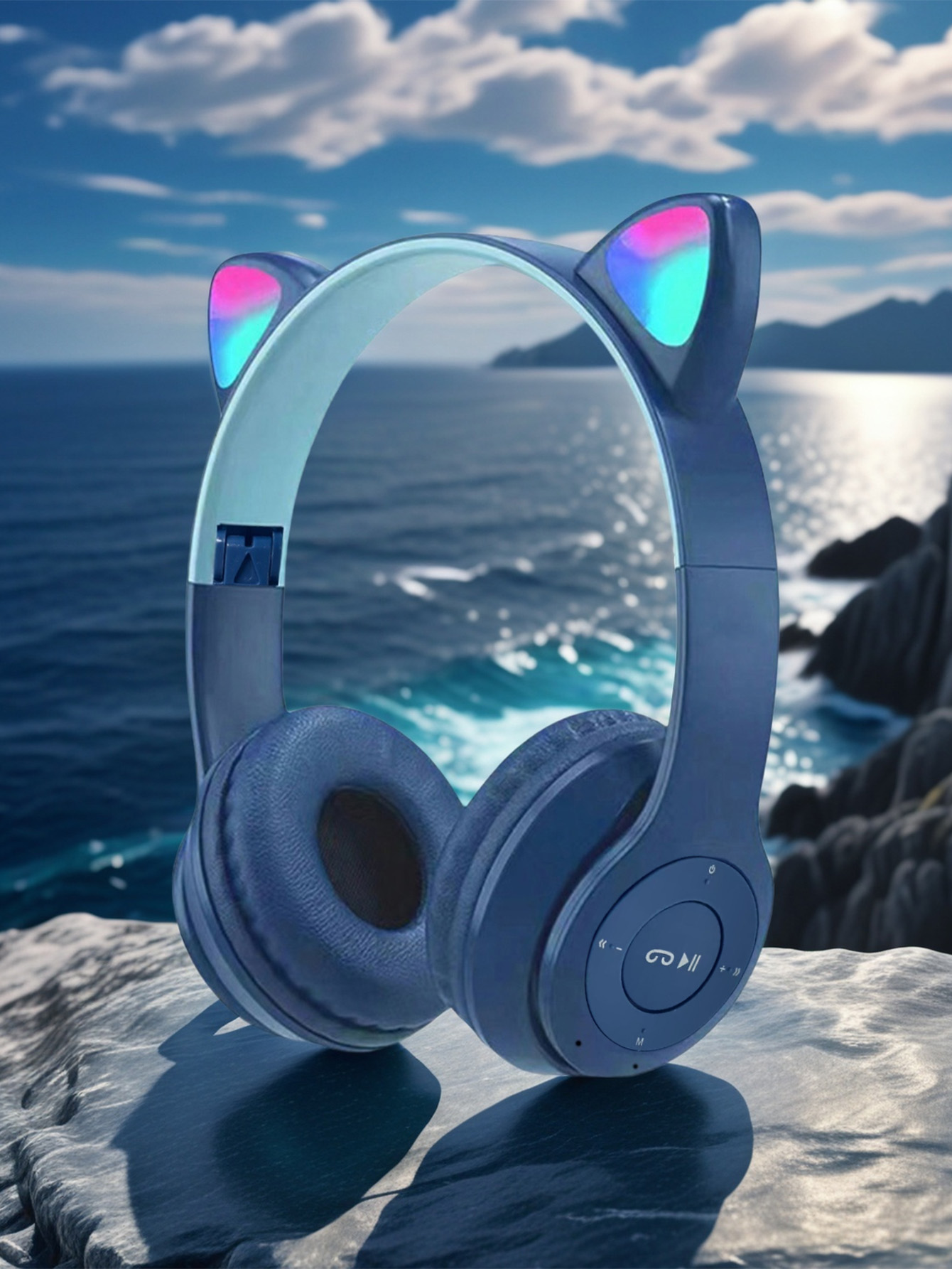Cat Ear Bluetooth Headset Led - Headset Bluetooth Gaming dengan Lampu LED