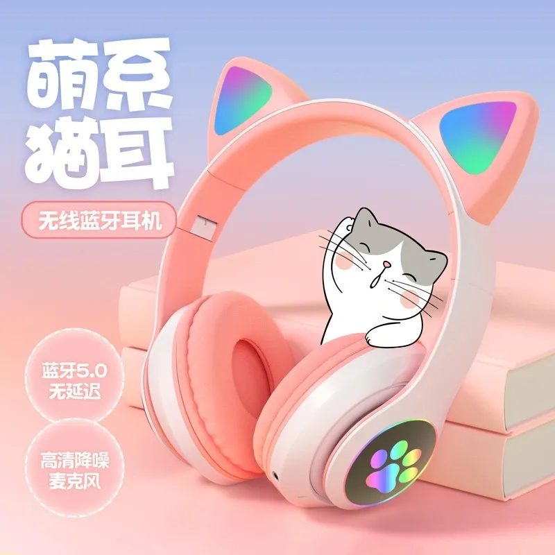 Headphone Bluetooth Bentuk Tel - Cat Ear Bluetooth Headset Led ulasan dan harga