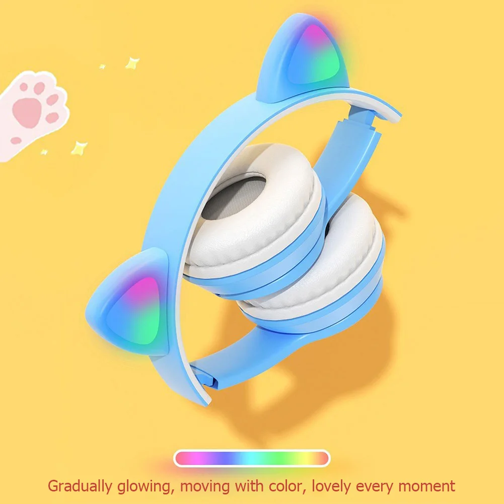 Headphone Bluetooth Nirkabel L - Cat Ear Bluetooth Headset Led ulasan dan harga