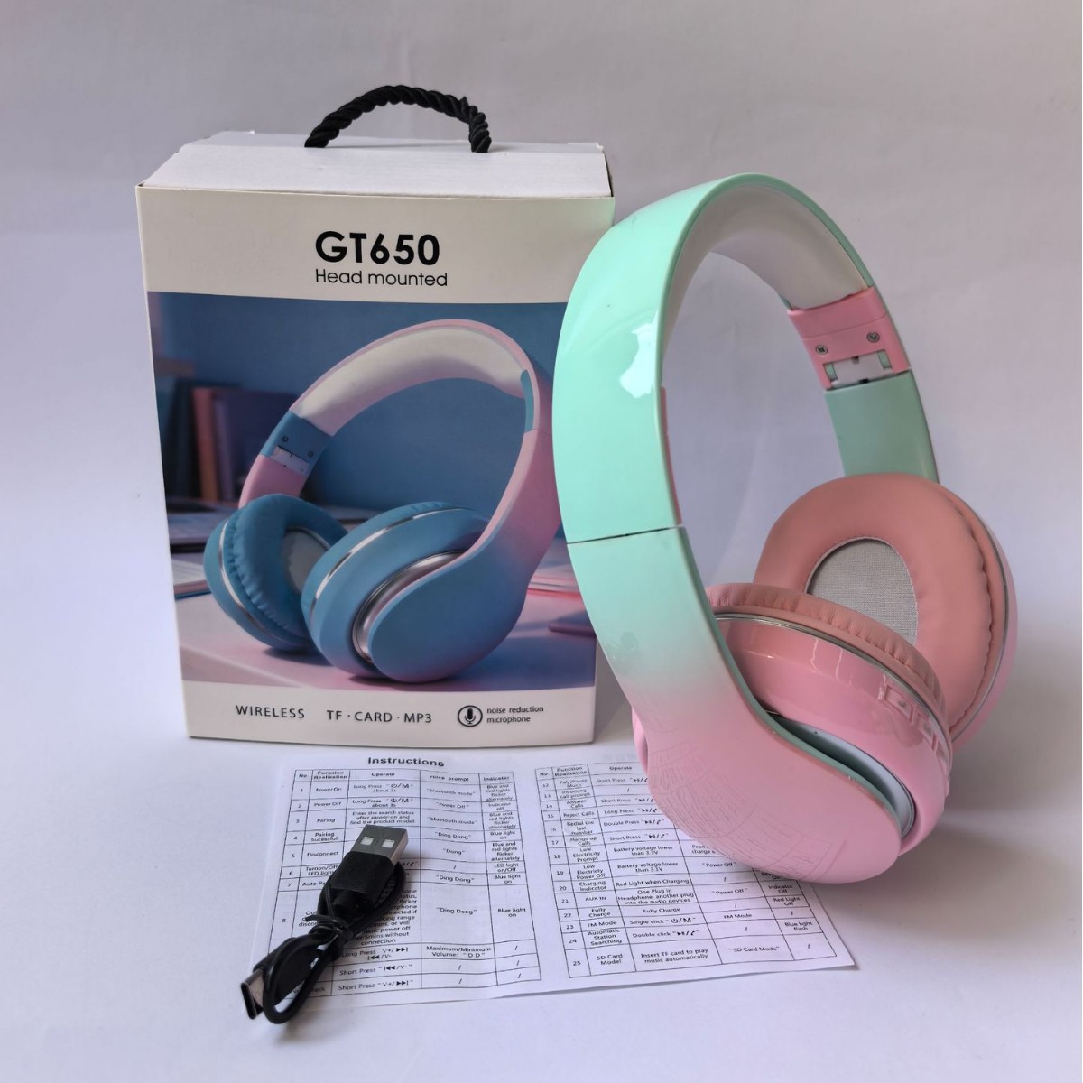 GT650 Headphone Bluetooth 5.0  - Cat Ear Bluetooth Headset Led ulasan dan harga