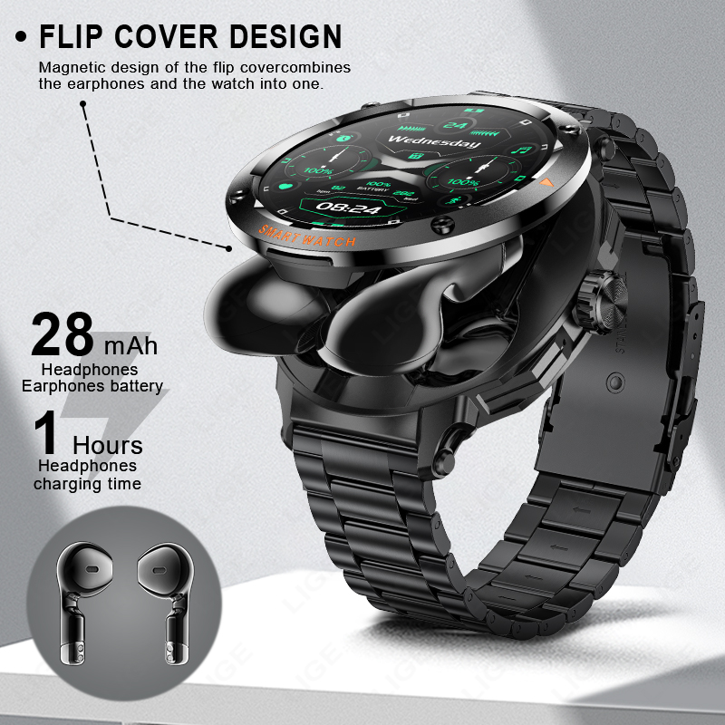 LIGE Jam Tangan Pintar 2 In 1  - Tws Earbuds Bluetooth 5.3 ulasan dan harga