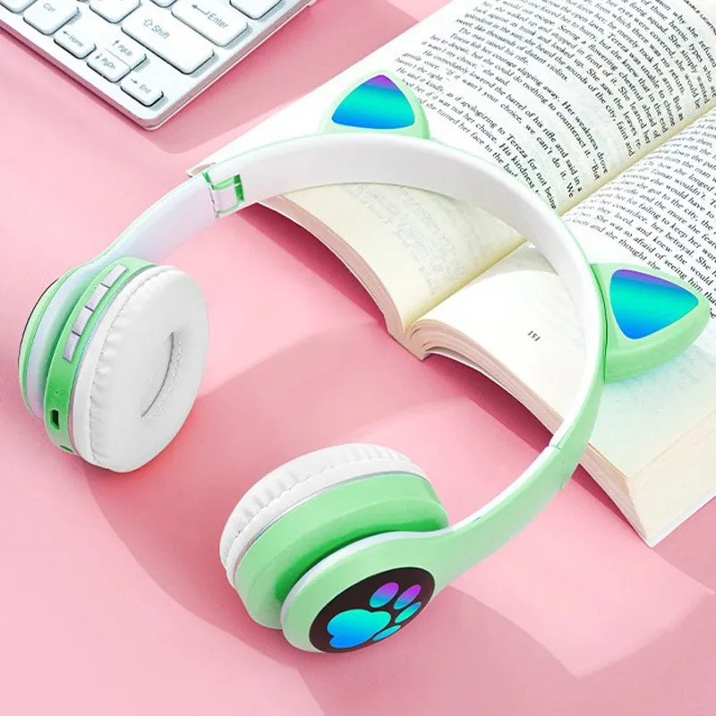 Headphone Nirkabel Bentuk Teli - Cat Ear Bluetooth Headset Led ulasan dan harga